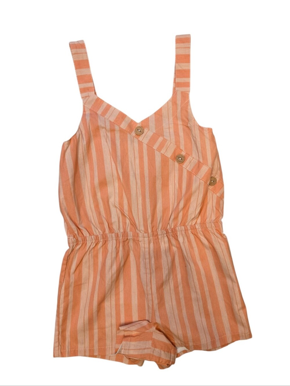 Shabby Chic Coral Pink Striped Shorts Romper